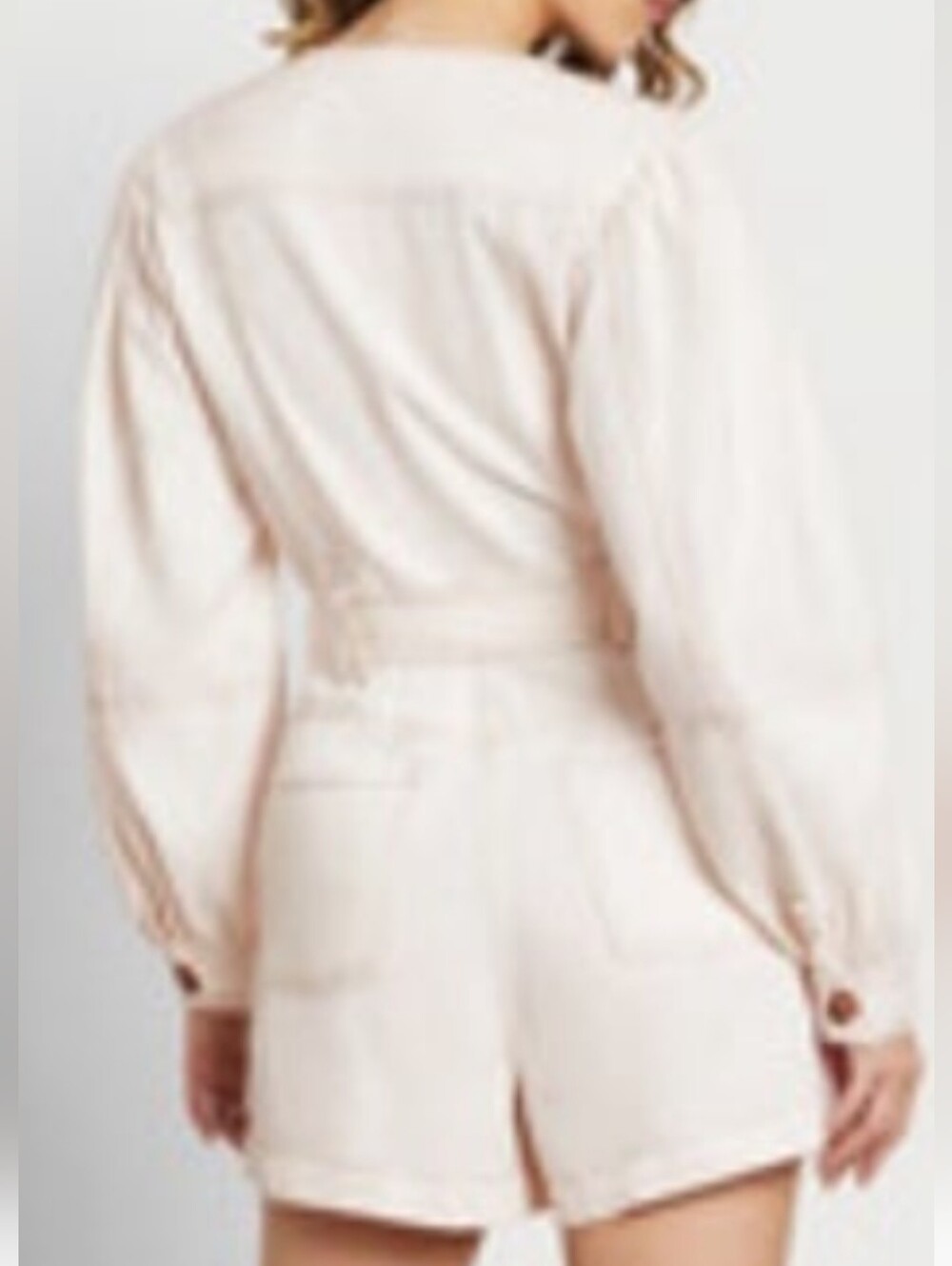 Sam Edelman UNDYED NATURAL RORI One Piece Belted Romper/NaturalWhite Denim Sz L - Picture 2 of 10